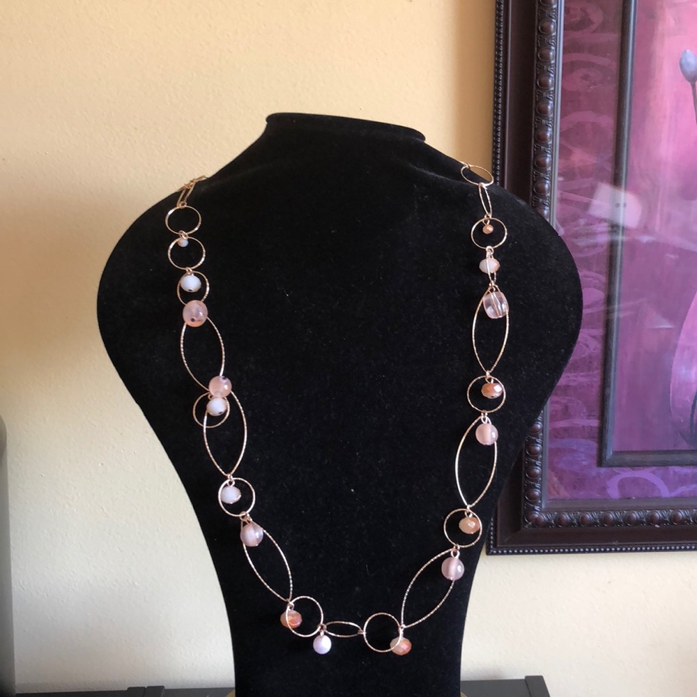 Elegant Long Gold Tone Necklace
